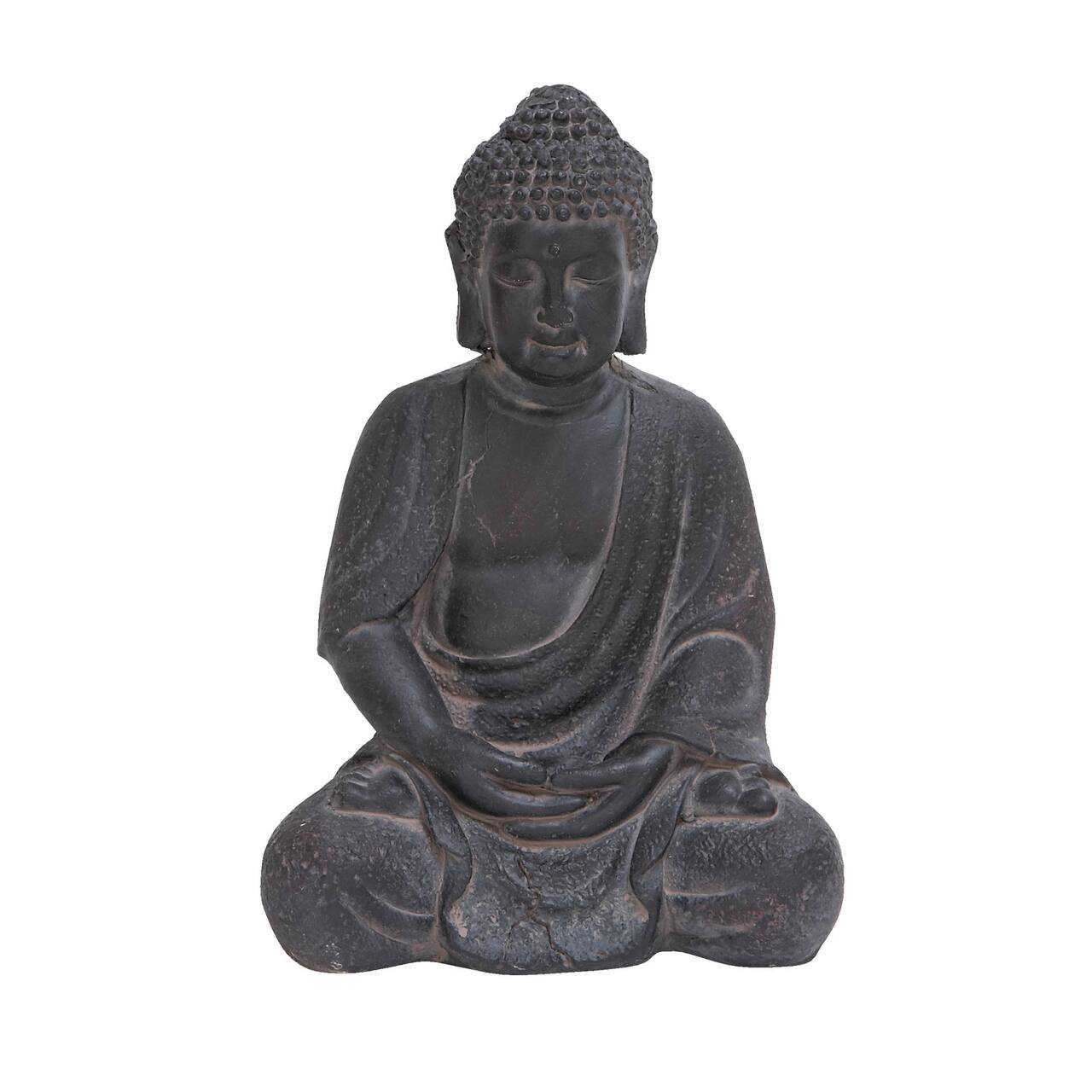 CosmoLiving by Cosmopolitan Grey Ceramic Sculpture, Buddha 12" x 8" x 7"